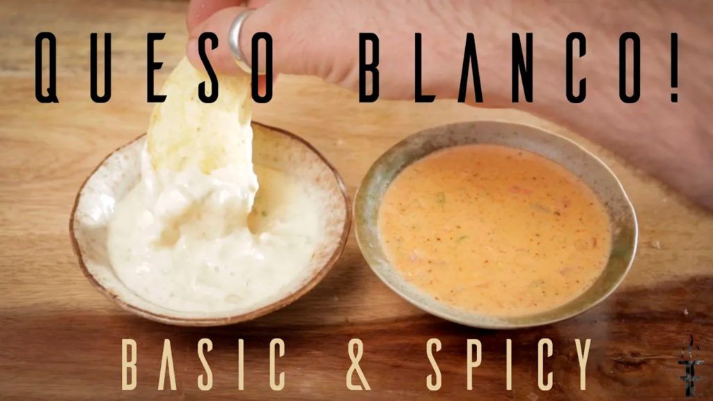 queso blanco and spicy queso mexican cheese dip.