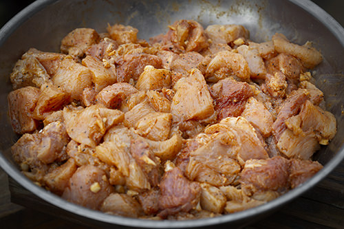 Marinating chicken and pork rib meat